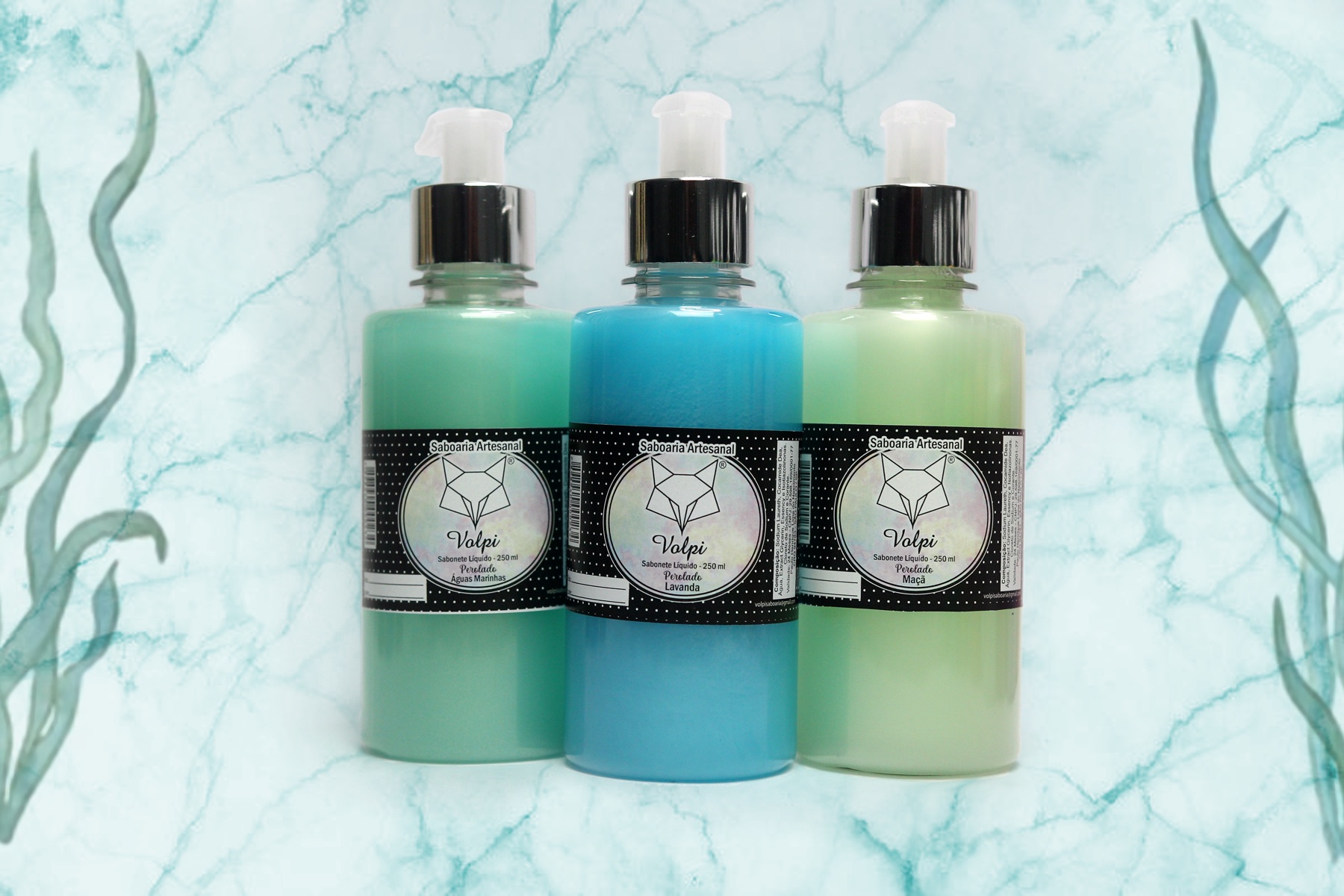 Coleção de sabonetes líquidos Volpi em diferentes fragrâncias